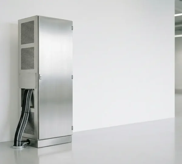 Armoire électrique industrielle avec système de ventilation en fonctionnement pendant l'été