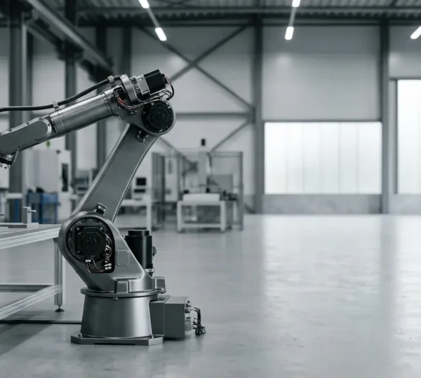 Bras robotique industriel moderne en mouvement dans un environnement de production automatisée