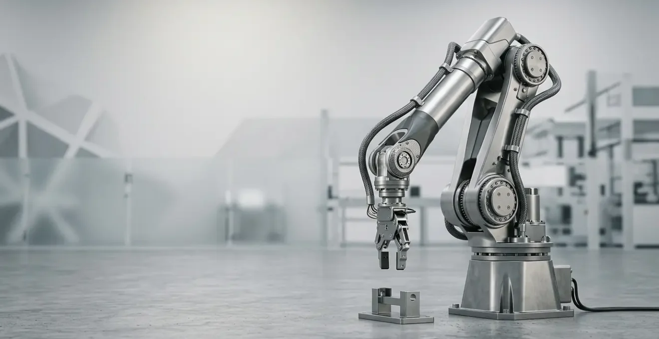 Bras robotique collaboratif moderne dans un environnement industriel éclairé avec précision