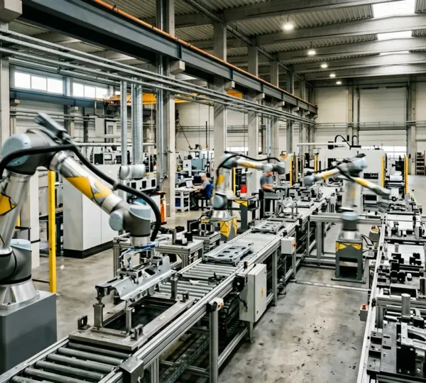 Ligne de production industrielle automatisée avec robots collaboratifs augmentant la cadence sans compromettre la fiabilité