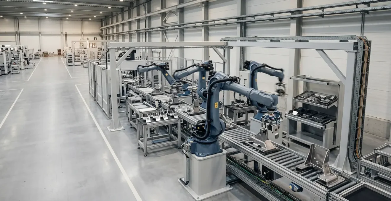 Ligne de production robotisée moderne dans un environnement industriel