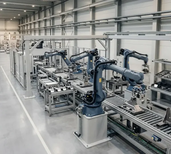 Ligne de production robotisée moderne dans un environnement industriel