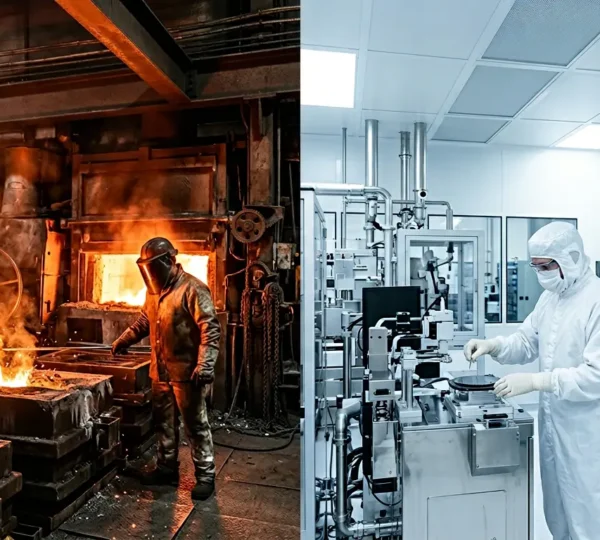 Contraste entre deux environnements industriels extrêmes illustrant l'incompatibilité des robots spécialisés