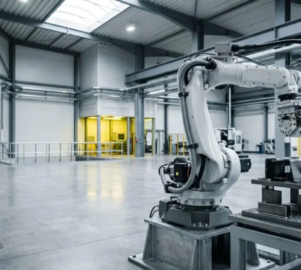 Système de changement rapide d'outil monté sur bras robotique industriel dans environnement de production moderne