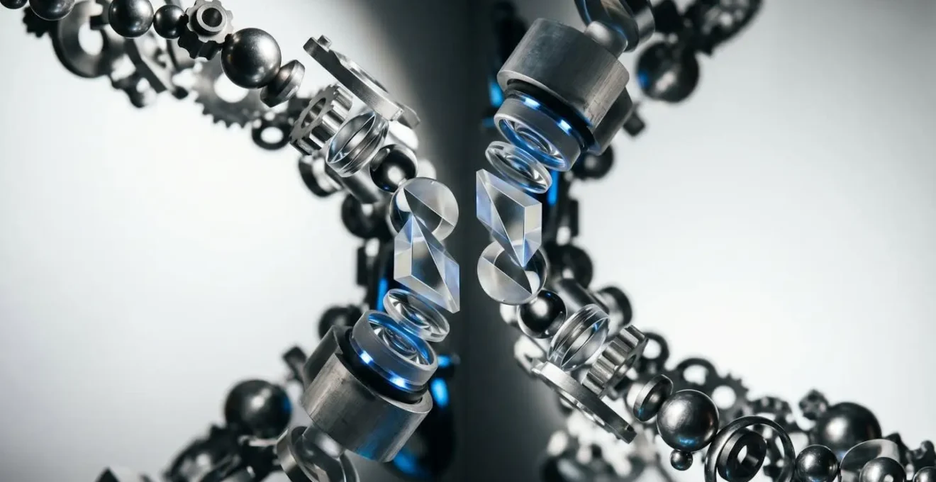 Représentation métaphorique du flux de données de vision 3D avec éléments symbolisant la vitesse de traitement