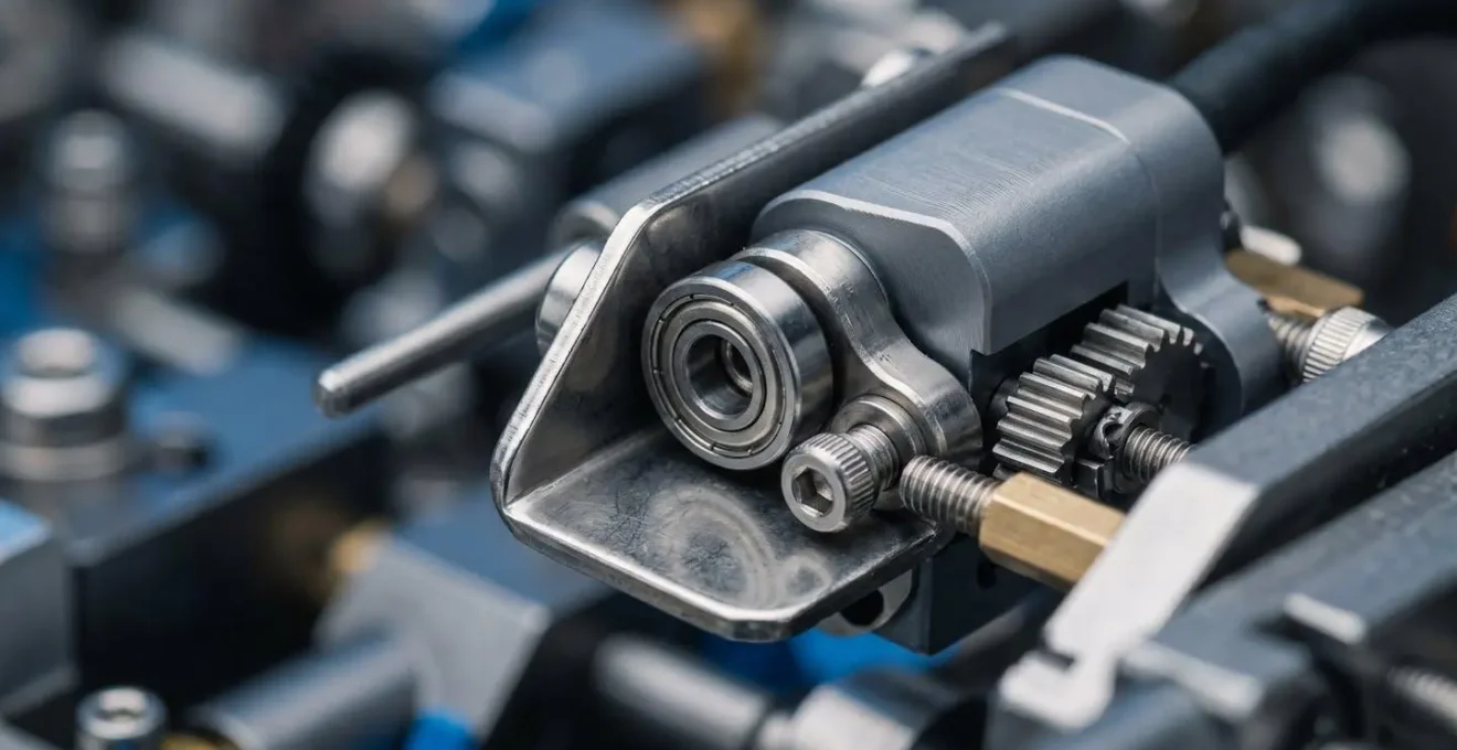 Vue détaillée de composants mécaniques industriels illustrant la précision nécessaire pour éviter les interférences