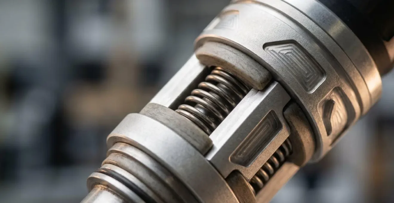 Gros plan sur un effecteur de robot avec mecanisme de compliance passive pour assemblage de precision