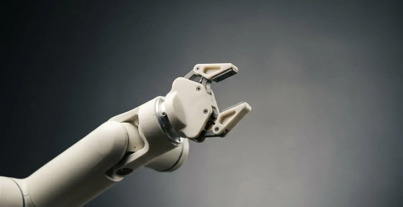 Préhenseur ultraléger en technopolymère monté sur poignet de robot collaboratif montrant réduction de masse