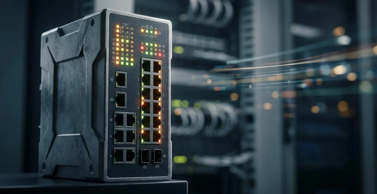 Monitoring SNMP d'un switch industriel avec indicateurs de performance réseau