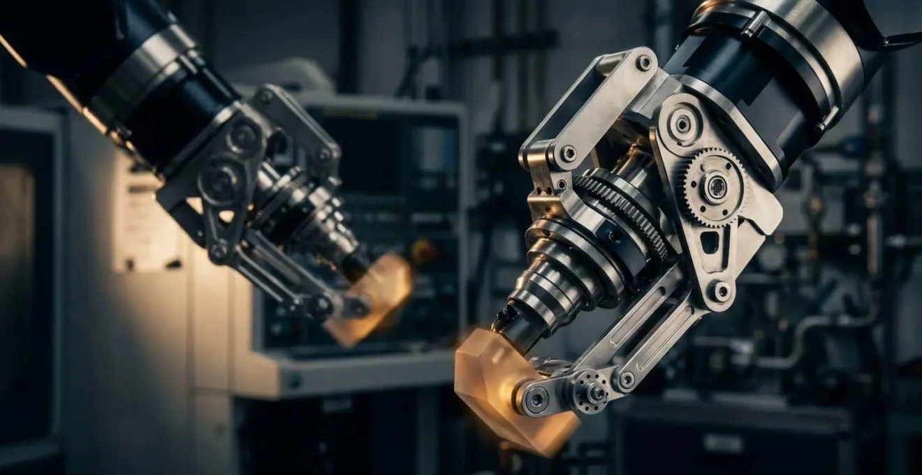 Représentation symbolique du concept de double outillage et de travail parallèle en robotique