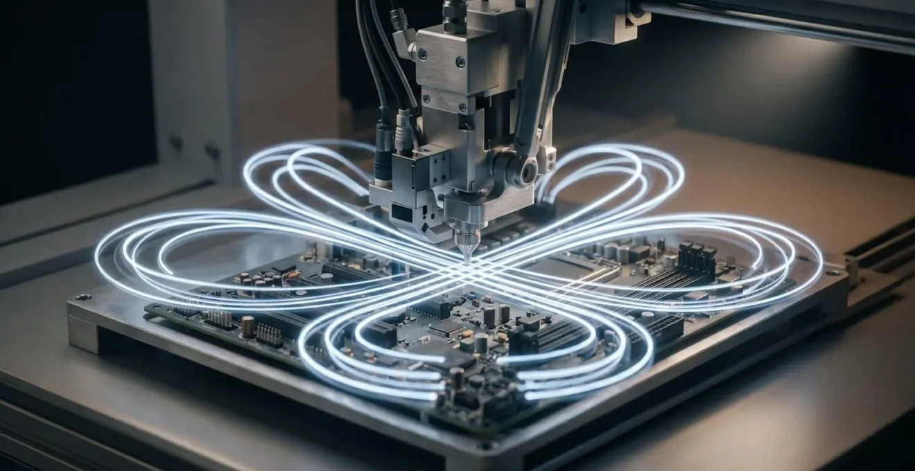 Visualisation conceptuelle d'une trajectoire optimisée pour le placement de composants électroniques